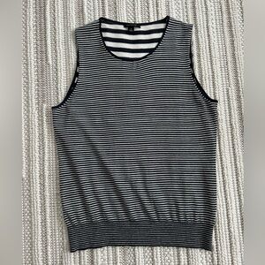 Ann Taylor Navy Blue and White Striped  Sleeveless Top. Women’s Size Small